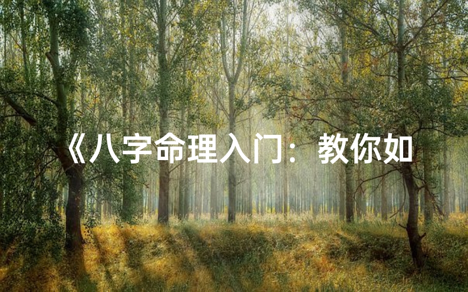 《八字命理入门:教你如何给别人精准测命》