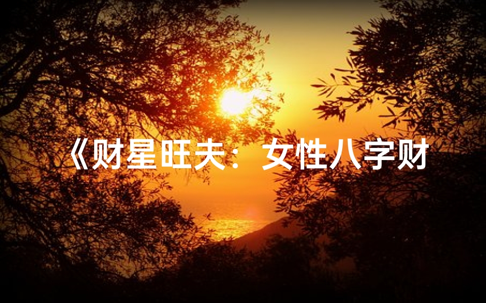 《财星旺夫:女性八字财运解析与旺夫之道》
