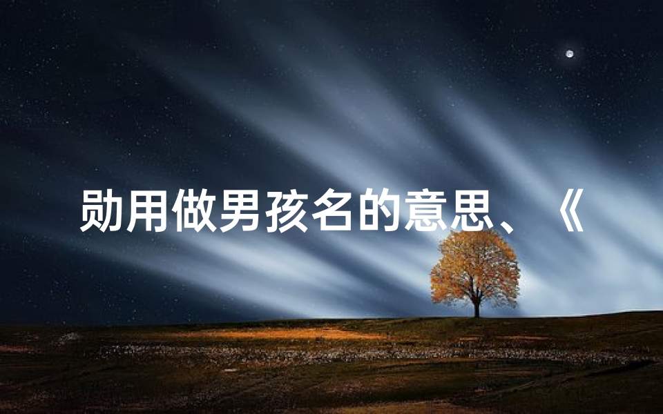勋用做男孩名的意思、《勋字辈男孩名字大全:传承经典,寓意美好》