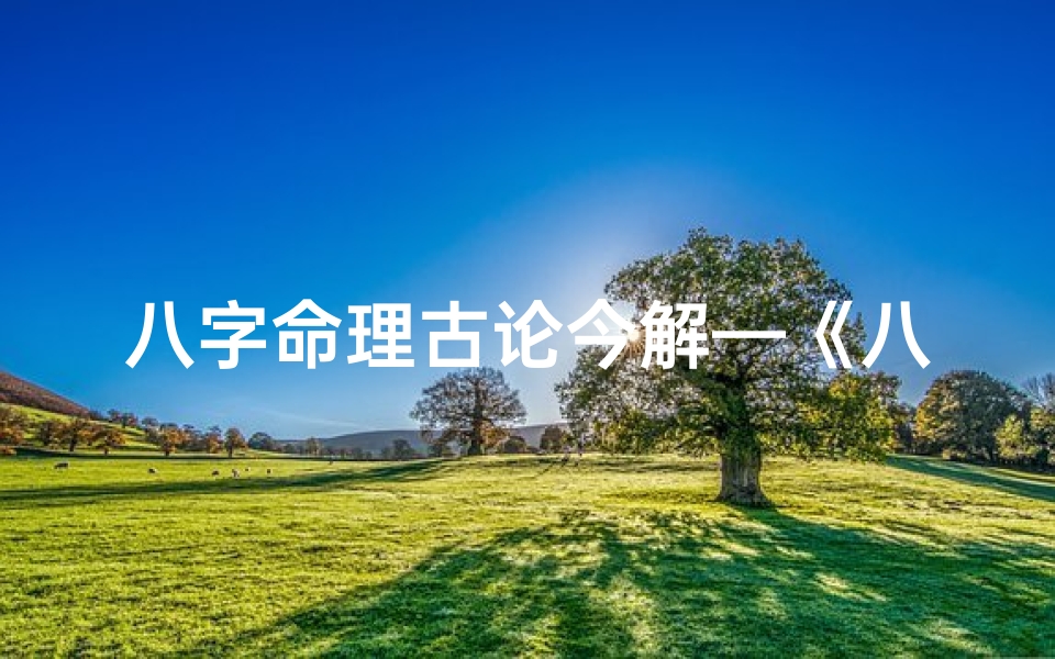 八字命理古论今解—《八字命理古论今解:传承智慧,解码人生》