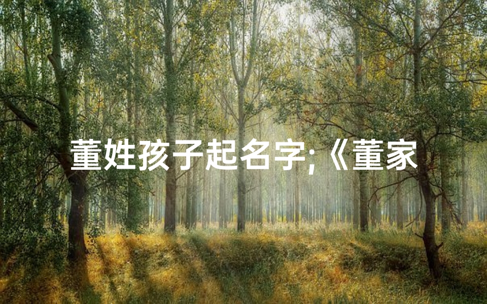 董姓孩子起名字;《董家新添萌宝,喜提童趣童真名》