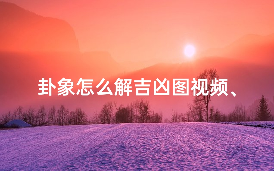 卦象怎么解吉凶图视频、卦象基础知识
