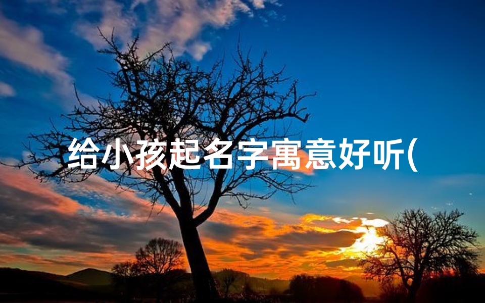 给小孩起名字寓意好听(小孩名字寓意比较好的)