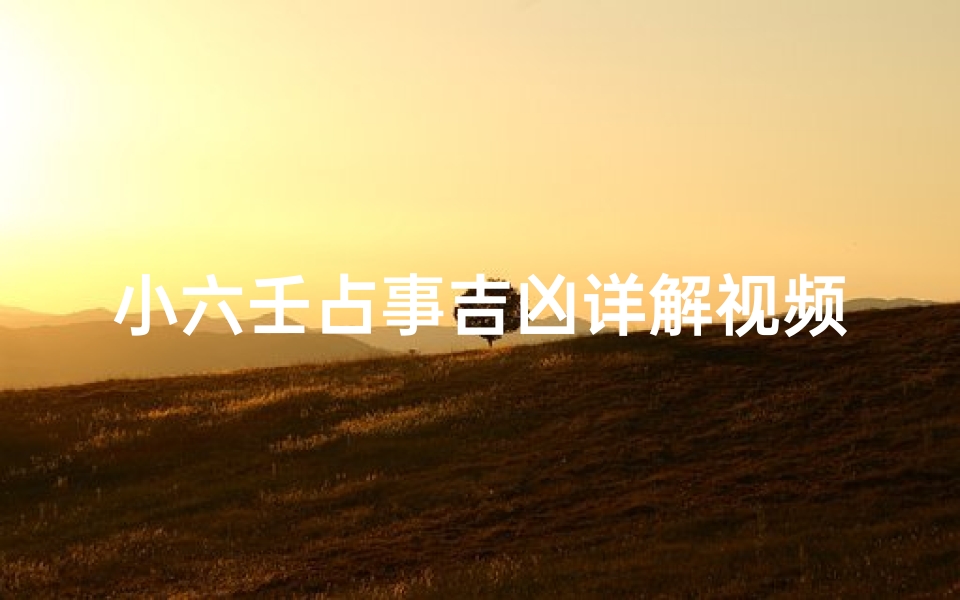 小六壬占事吉凶详解视频教程_《小六壬占事吉凶深度解析视频教程》
