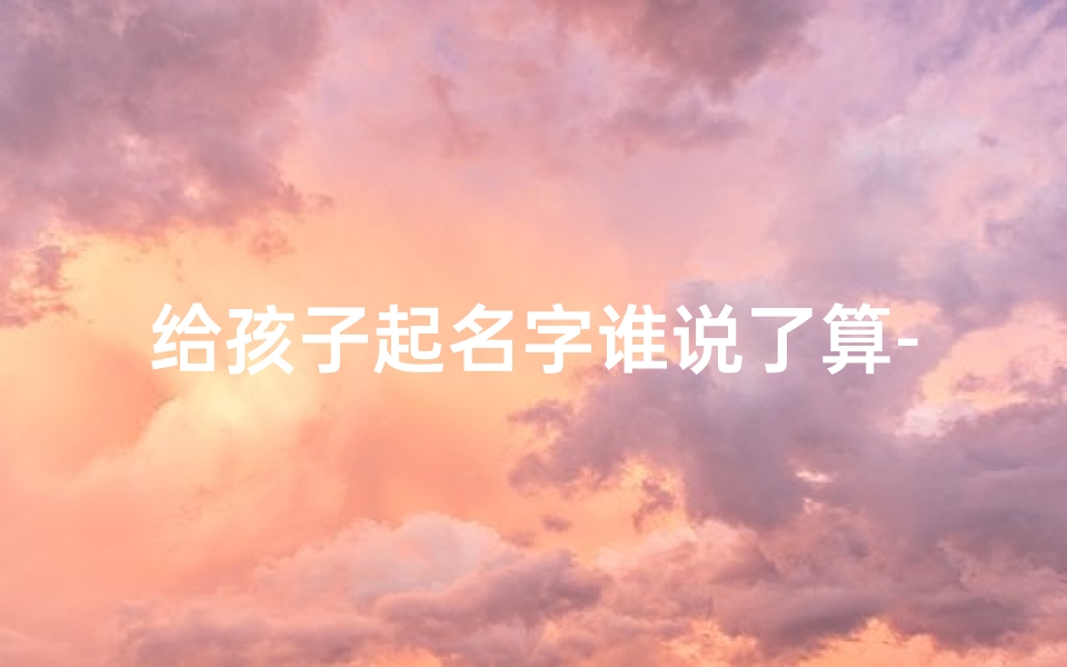 给孩子起名字谁说了算-《谁给小孩起名:创意无限,寓意美好》