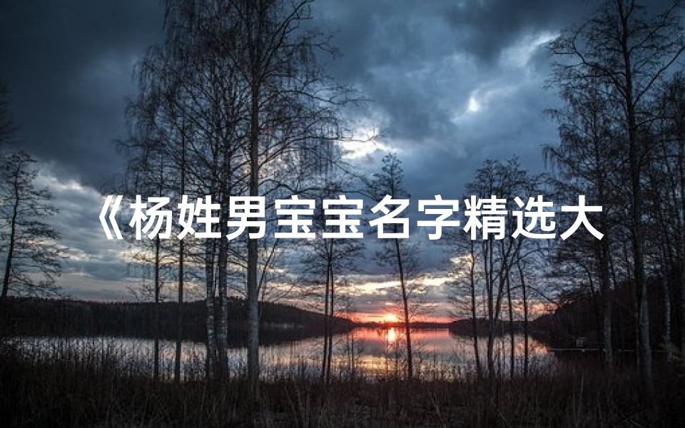 《杨姓男宝宝名字精选大全》
