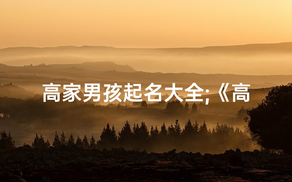 高家男孩起名大全;《高家宝贝:揭秘高家小孩的个性命名艺术》