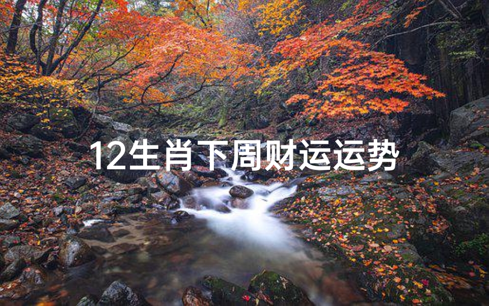 12生肖下周财运运势