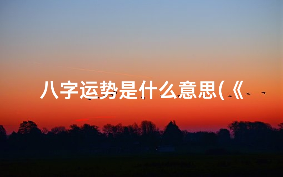 八字运势是什么意思(《八字命理运气学说全解秘籍》)