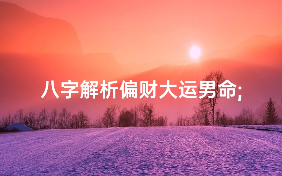 八字解析偏财大运男命;八字走偏财大运的男人