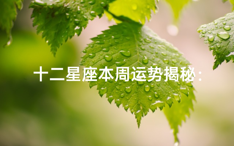 十二星座本周运势揭秘:运势高峰谁领航?
