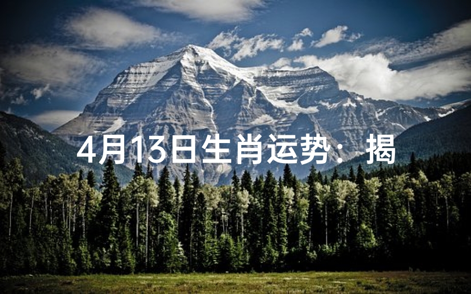4月13日生肖运势:揭秘今日最佳生肖