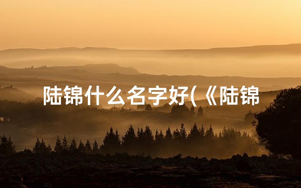 陆锦什么名字好(《陆锦童趣:快乐成长的故事》)